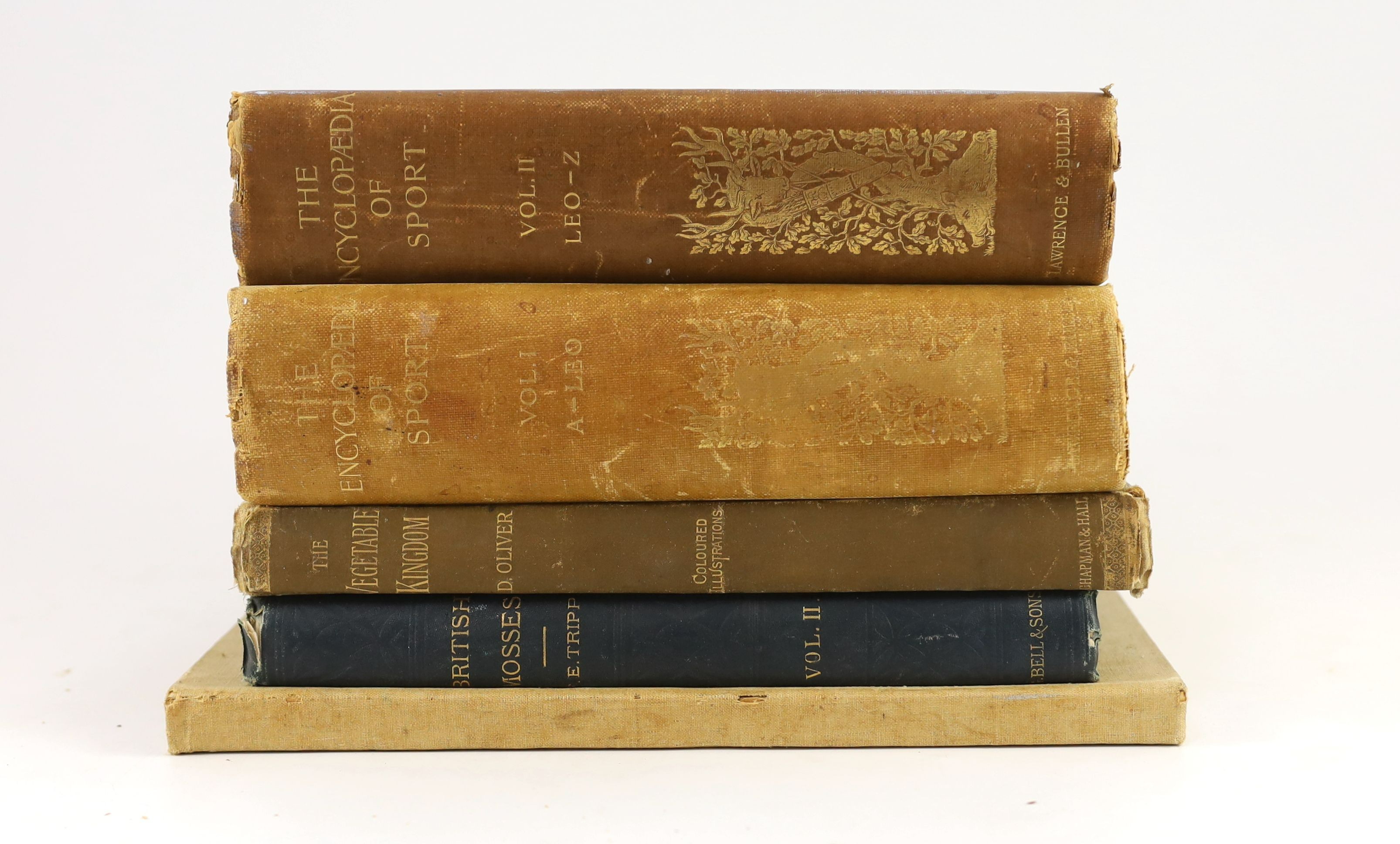 Edwards, Lionel - My Hunting Sketch Book, 4to, cloth, London, 1928; Tripp, F.E - British Mosses, vol. 2 only, 4to, cloth, London, 1874; Oliver, D - Illustrations of the Principal Natural Orders of the Vegetable Kingdom,